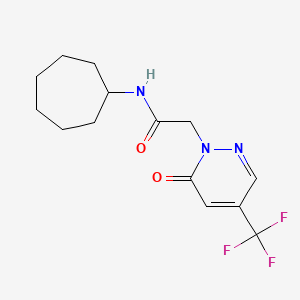molecular formula C14H18F3N3O2 B6893458 N-cycloheptyl-2-[6-oxo-4-(trifluoromethyl)pyridazin-1-yl]acetamide 