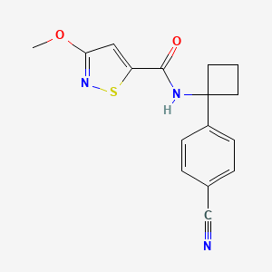 molecular formula C16H15N3O2S B6893477 N-[1-(4-cyanophenyl)cyclobutyl]-3-methoxy-1,2-thiazole-5-carboxamide 