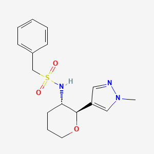 molecular formula C16H21N3O3S B6893512 N-[(2R,3S)-2-(1-methylpyrazol-4-yl)oxan-3-yl]-1-phenylmethanesulfonamide 
