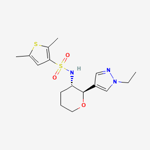 molecular formula C16H23N3O3S2 B6893519 N-[(2R,3S)-2-(1-ethylpyrazol-4-yl)oxan-3-yl]-2,5-dimethylthiophene-3-sulfonamide 
