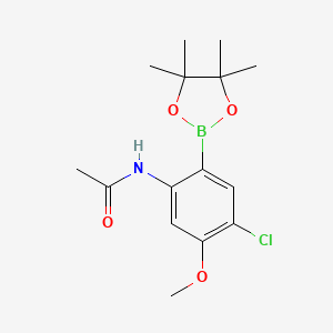 molecular formula C15H21BClNO4 B6893581 N-(4-Chloro-5-methoxy-2-(4,4,5,5-tetramethyl-1,3,2-dioxaborolan-2-yl)phenyl)acetamide 