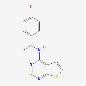molecular formula C14H12FN3S B6893683 N-[1-(4-fluorophenyl)ethyl]thieno[2,3-d]pyrimidin-4-amine 