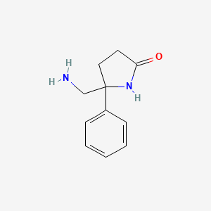 molecular formula C11H14N2O B6894056 5-(Aminomethyl)-5-phenylpyrrolidin-2-one 