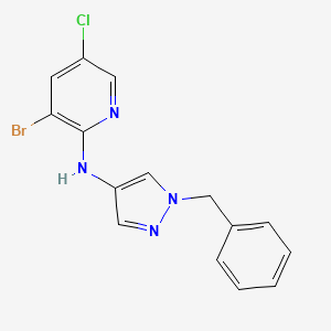 molecular formula C15H12BrClN4 B6894470 N-(1-benzylpyrazol-4-yl)-3-bromo-5-chloropyridin-2-amine 
