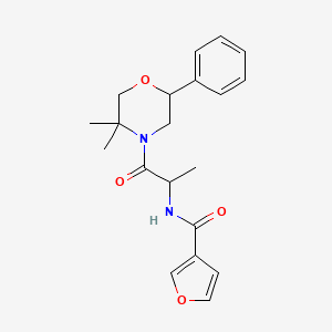 molecular formula C20H24N2O4 B6894773 N-[1-(5,5-dimethyl-2-phenylmorpholin-4-yl)-1-oxopropan-2-yl]furan-3-carboxamide 