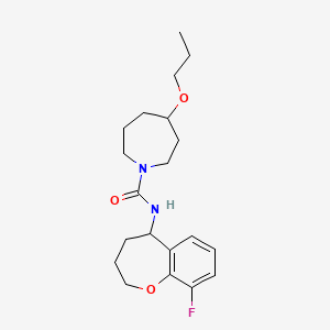 molecular formula C20H29FN2O3 B6894780 N-(9-fluoro-2,3,4,5-tetrahydro-1-benzoxepin-5-yl)-4-propoxyazepane-1-carboxamide 