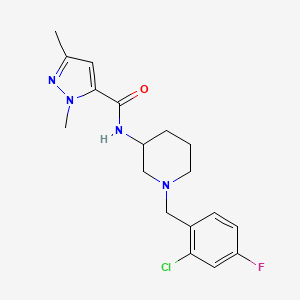 molecular formula C18H22ClFN4O B6894883 N-[1-[(2-chloro-4-fluorophenyl)methyl]piperidin-3-yl]-2,5-dimethylpyrazole-3-carboxamide 