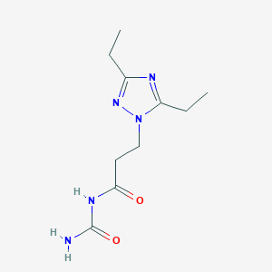 molecular formula C10H17N5O2 B6894915 N-carbamoyl-3-(3,5-diethyl-1,2,4-triazol-1-yl)propanamide 