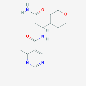 molecular formula C15H22N4O3 B6894999 N-[3-amino-1-(oxan-4-yl)-3-oxopropyl]-2,4-dimethylpyrimidine-5-carboxamide 