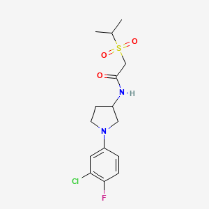 molecular formula C15H20ClFN2O3S B6895013 N-[1-(3-chloro-4-fluorophenyl)pyrrolidin-3-yl]-2-propan-2-ylsulfonylacetamide 