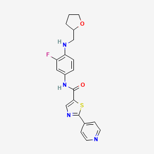 molecular formula C20H19FN4O2S B6895031 N-[3-fluoro-4-(oxolan-2-ylmethylamino)phenyl]-2-pyridin-4-yl-1,3-thiazole-5-carboxamide 