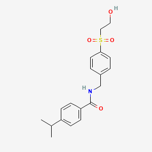 molecular formula C19H23NO4S B6895126 N-[[4-(2-hydroxyethylsulfonyl)phenyl]methyl]-4-propan-2-ylbenzamide 