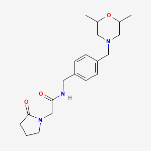molecular formula C20H29N3O3 B6895196 N-[[4-[(2,6-dimethylmorpholin-4-yl)methyl]phenyl]methyl]-2-(2-oxopyrrolidin-1-yl)acetamide 