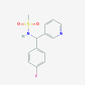 molecular formula C13H13FN2O2S B6895613 N-[(4-fluorophenyl)-pyridin-3-ylmethyl]methanesulfonamide 