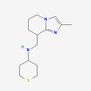 molecular formula C14H23N3S B6895877 N-[(2-methyl-5,6,7,8-tetrahydroimidazo[1,2-a]pyridin-8-yl)methyl]thian-4-amine 