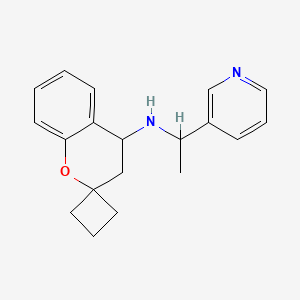 molecular formula C19H22N2O B6896276 N-(1-pyridin-3-ylethyl)spiro[3,4-dihydrochromene-2,1'-cyclobutane]-4-amine 