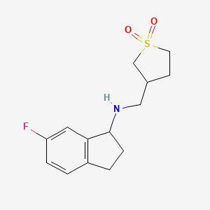 molecular formula C14H18FNO2S B6896281 N-[(1,1-dioxothiolan-3-yl)methyl]-6-fluoro-2,3-dihydro-1H-inden-1-amine 