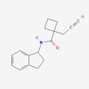 molecular formula C17H19NO B6896742 N-(2,3-dihydro-1H-inden-1-yl)-1-prop-2-ynylcyclobutane-1-carboxamide 