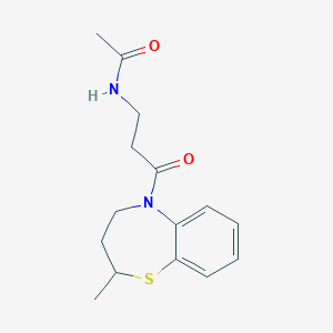 molecular formula C15H20N2O2S B6897048 N-[3-(2-methyl-3,4-dihydro-2H-1,5-benzothiazepin-5-yl)-3-oxopropyl]acetamide 
