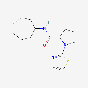 molecular formula C15H23N3OS B6897107 N-cycloheptyl-1-(1,3-thiazol-2-yl)pyrrolidine-2-carboxamide 