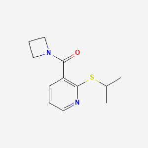 molecular formula C12H16N2OS B6897158 Azetidin-1-yl-(2-propan-2-ylsulfanylpyridin-3-yl)methanone 