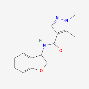 molecular formula C15H17N3O2 B6897346 N-(2,3-dihydro-1-benzofuran-3-yl)-1,3,5-trimethylpyrazole-4-carboxamide 