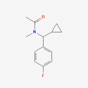 molecular formula C13H16FNO B6897696 N-[cyclopropyl-(4-fluorophenyl)methyl]-N-methylacetamide 