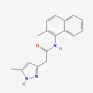 molecular formula C17H17N3O B6898268 N-(2-methylnaphthalen-1-yl)-2-(5-methyl-1H-pyrazol-3-yl)acetamide 