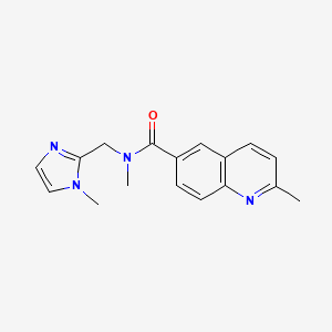 molecular formula C17H18N4O B6898558 N,2-dimethyl-N-[(1-methylimidazol-2-yl)methyl]quinoline-6-carboxamide 