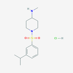 molecular formula C15H25ClN2O2S B6898590 N-methyl-1-(3-propan-2-ylphenyl)sulfonylpiperidin-4-amine;hydrochloride 