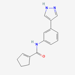 molecular formula C15H15N3O B6898905 N-[3-(1H-pyrazol-4-yl)phenyl]cyclopentene-1-carboxamide 