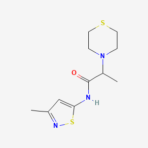 molecular formula C11H17N3OS2 B6898960 N-(3-methyl-1,2-thiazol-5-yl)-2-thiomorpholin-4-ylpropanamide 