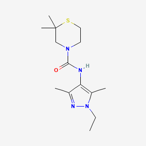 molecular formula C14H24N4OS B6899425 N-(1-ethyl-3,5-dimethylpyrazol-4-yl)-2,2-dimethylthiomorpholine-4-carboxamide 
