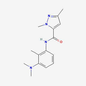 molecular formula C15H20N4O B6899653 N-[3-(dimethylamino)-2-methylphenyl]-2,5-dimethylpyrazole-3-carboxamide 