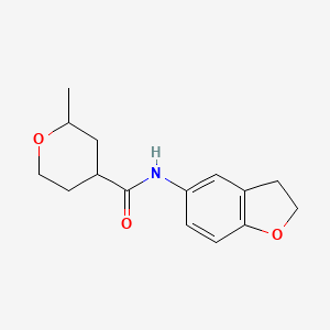 molecular formula C15H19NO3 B6899672 N-(2,3-dihydro-1-benzofuran-5-yl)-2-methyloxane-4-carboxamide 