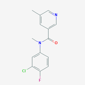 molecular formula C14H12ClFN2O B6899737 N-(3-chloro-4-fluorophenyl)-N,5-dimethylpyridine-3-carboxamide 