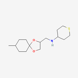 molecular formula C15H27NO2S B6899828 N-[(8-methyl-1,4-dioxaspiro[4.5]decan-3-yl)methyl]thian-4-amine 