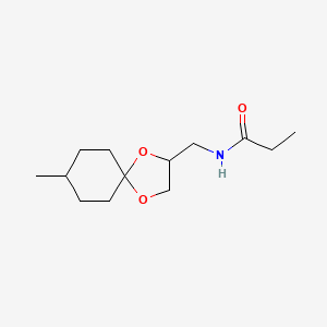 molecular formula C13H23NO3 B6899845 N-[(8-methyl-1,4-dioxaspiro[4.5]decan-3-yl)methyl]propanamide 