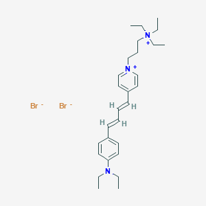 molecular formula C28H43Br2N3 B068999 Pyridinium, 4-(4-(4-(diethylamino)phenyl)-1,3-butadien-1-yl)-1-(3-(triethylammonio)propyl)-, bromide (1:2) CAS No. 161433-30-3