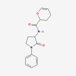 molecular formula C16H18N2O3 B6899959 N-(2-oxo-1-phenylpyrrolidin-3-yl)-3,4-dihydro-2H-pyran-2-carboxamide 