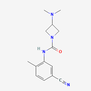 molecular formula C14H18N4O B6900152 N-(5-cyano-2-methylphenyl)-3-(dimethylamino)azetidine-1-carboxamide 