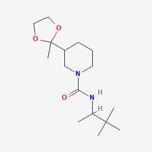 molecular formula C16H30N2O3 B6900418 N-(3,3-dimethylbutan-2-yl)-3-(2-methyl-1,3-dioxolan-2-yl)piperidine-1-carboxamide 