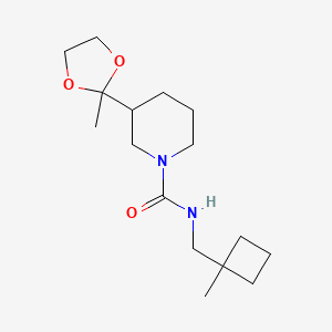 molecular formula C16H28N2O3 B6900425 N-[(1-methylcyclobutyl)methyl]-3-(2-methyl-1,3-dioxolan-2-yl)piperidine-1-carboxamide 