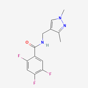 molecular formula C13H12F3N3O B6900467 N-[(1,3-dimethylpyrazol-4-yl)methyl]-2,4,5-trifluorobenzamide 
