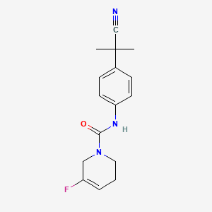molecular formula C16H18FN3O B6900527 N-[4-(2-cyanopropan-2-yl)phenyl]-5-fluoro-3,6-dihydro-2H-pyridine-1-carboxamide 