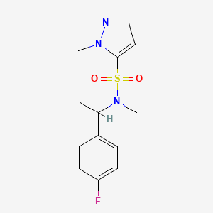 molecular formula C13H16FN3O2S B6900548 N-[1-(4-fluorophenyl)ethyl]-N,2-dimethylpyrazole-3-sulfonamide 