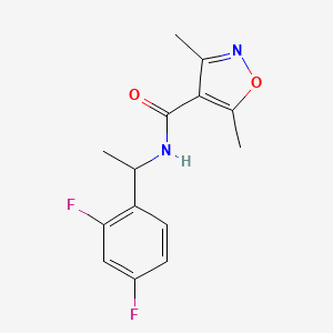 molecular formula C14H14F2N2O2 B6900660 N-[1-(2,4-difluorophenyl)ethyl]-3,5-dimethyl-1,2-oxazole-4-carboxamide 
