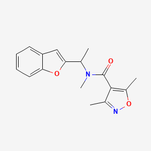 molecular formula C17H18N2O3 B6900665 N-[1-(1-benzofuran-2-yl)ethyl]-N,3,5-trimethyl-1,2-oxazole-4-carboxamide 