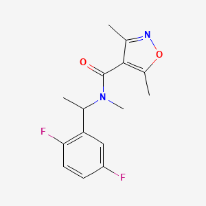 molecular formula C15H16F2N2O2 B6900713 N-[1-(2,5-difluorophenyl)ethyl]-N,3,5-trimethyl-1,2-oxazole-4-carboxamide 