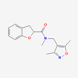 molecular formula C16H18N2O3 B6900754 N-[(3,5-dimethyl-1,2-oxazol-4-yl)methyl]-N-methyl-2,3-dihydro-1-benzofuran-2-carboxamide 